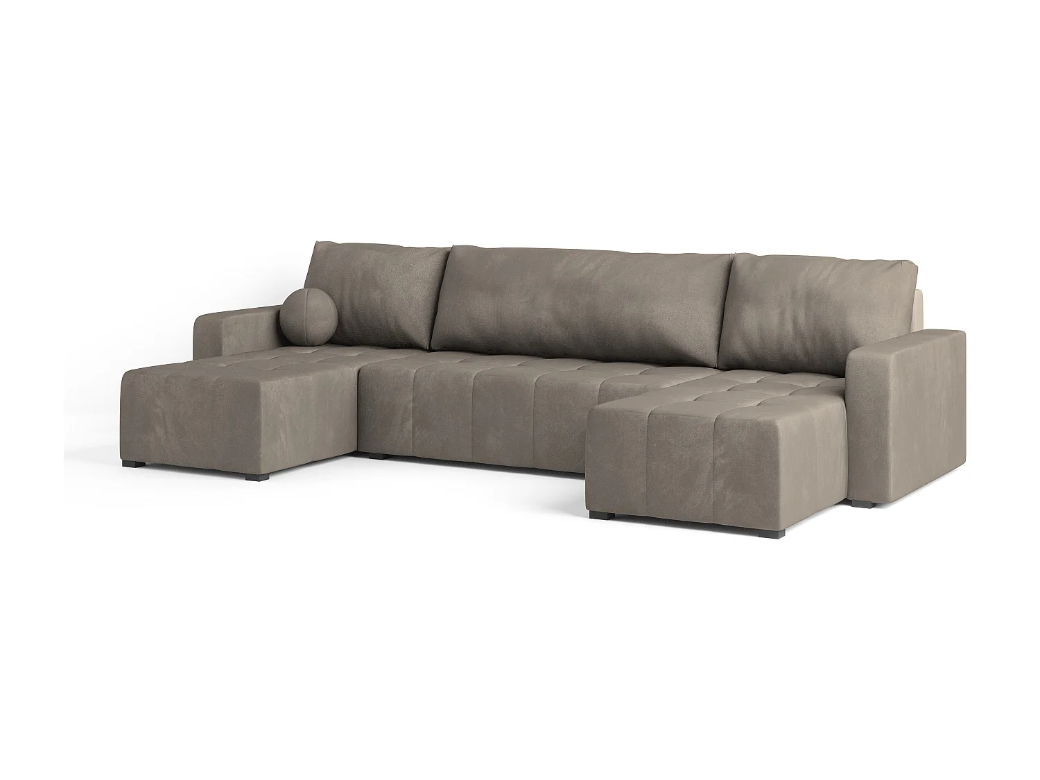 Canapé d'angle TOLARI Beige en peluche avec fonction de couchage