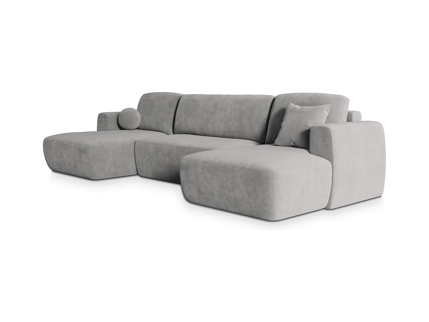 Canapé d'angle SENTUM Gris clair en peluche avec fonction de couchage