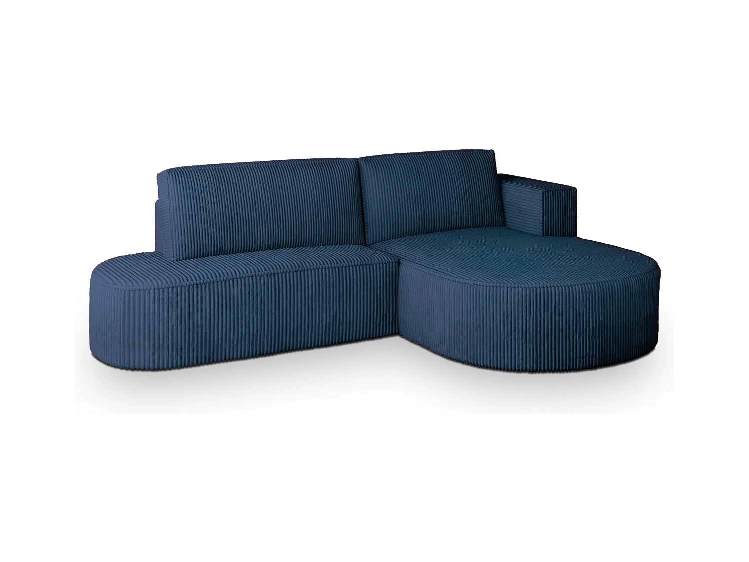 Canapé d'angle CORTIO Bleu en velours côtelé avec fonction de couchage