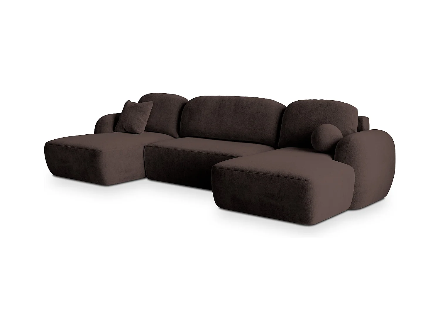 Canapé d'angle SAVONA Marron en peluche avec fonction de couchage