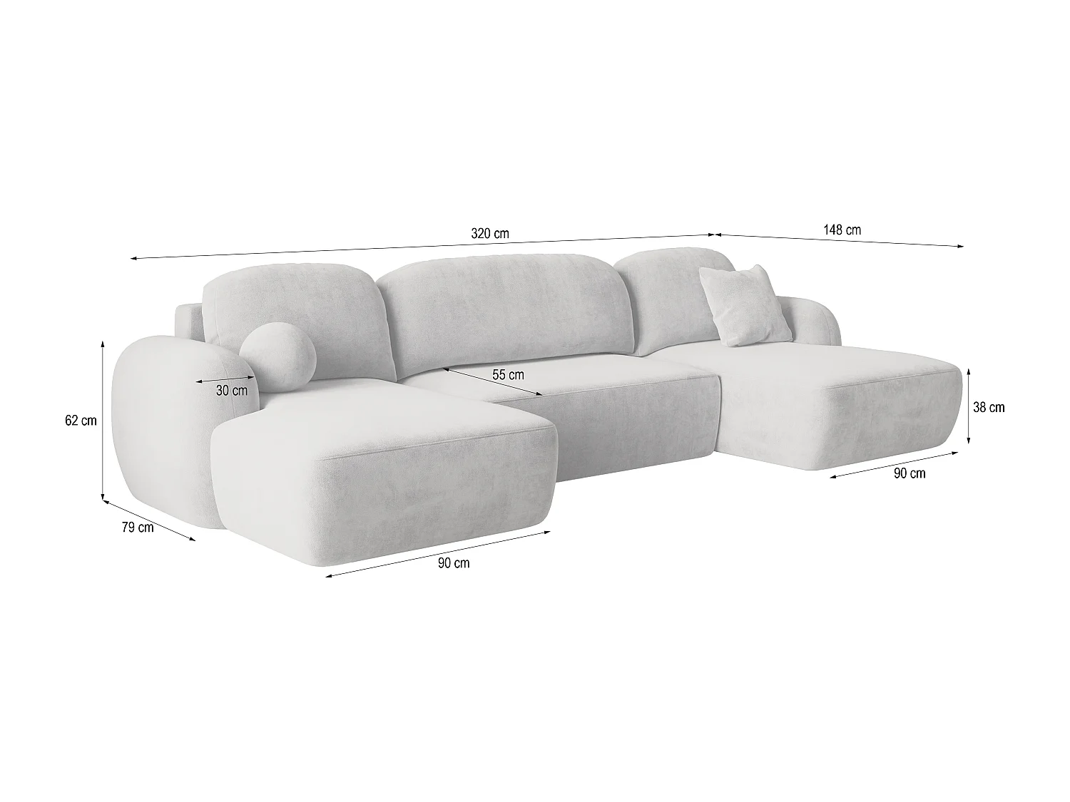 Canapé d'angle SAVONA Marron en peluche avec fonction de couchage