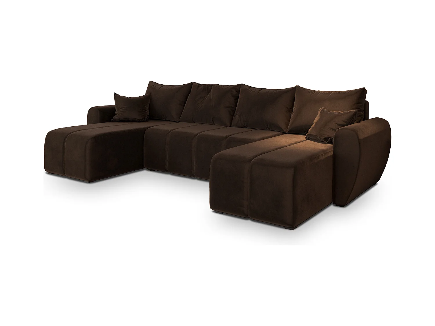 Canapé d'angle MADISON Marron en peluche avec fonction de couchage
