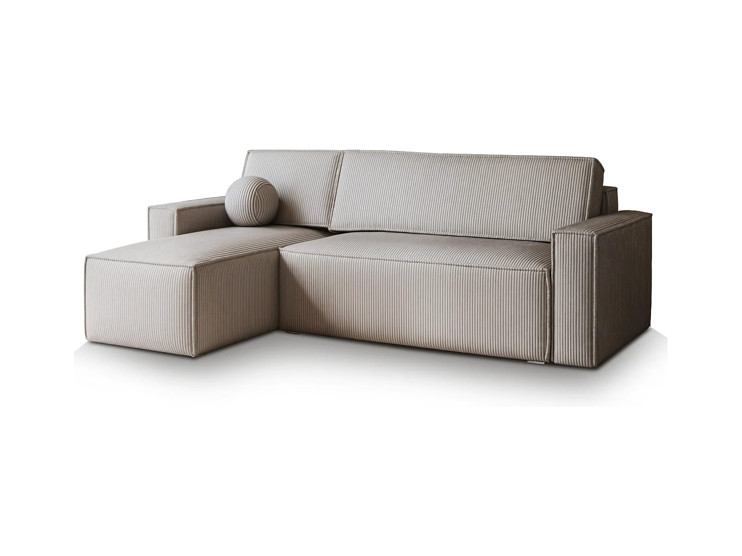 Canapé d'angle RAVELO Gris clair en velours côtelé avec fonction de couchage