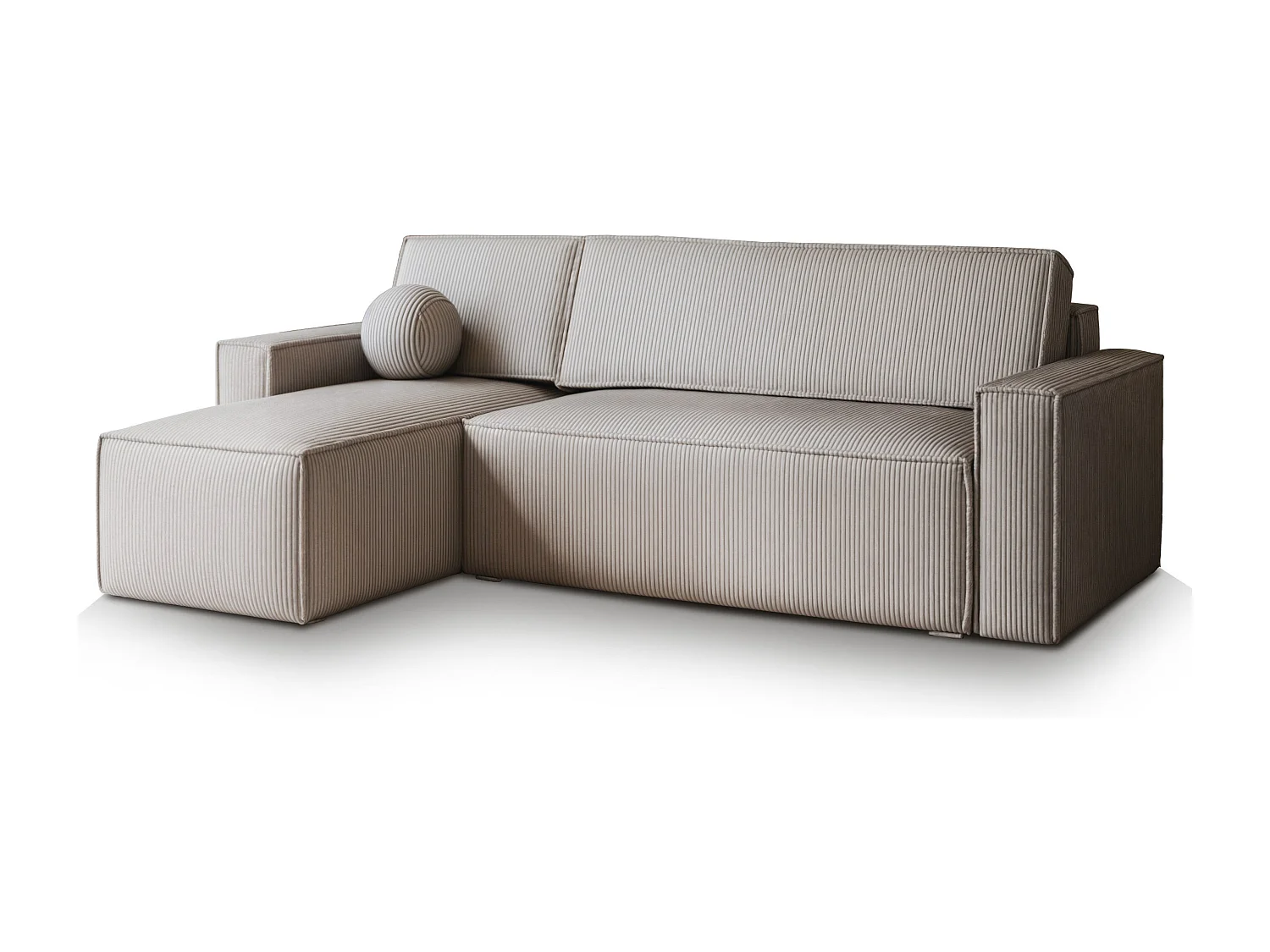 Hoekbank RAVELO van fluweel met slaapfunctie Hellgrau