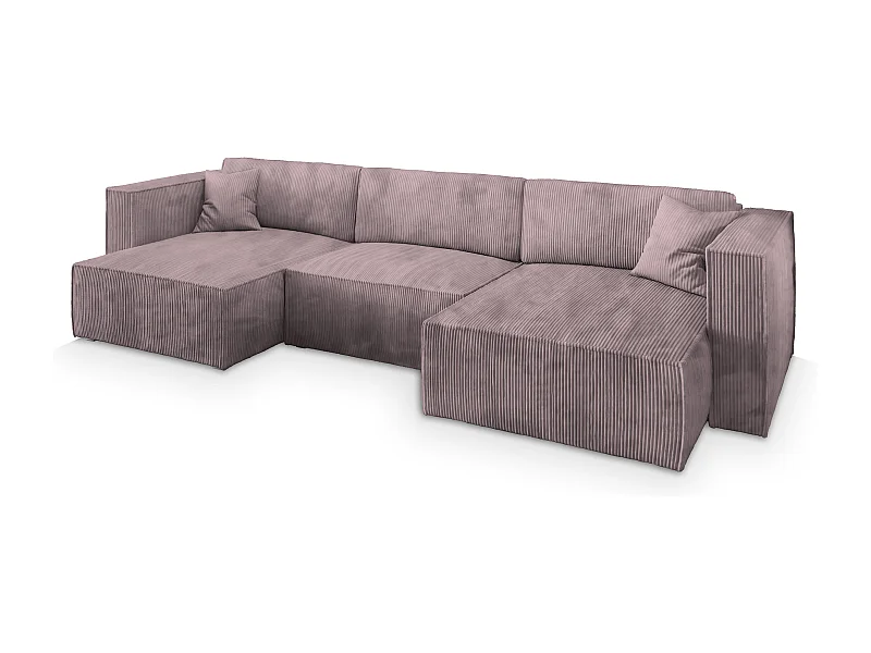 Canapé d'angle SARMO Parme en velours côtelé avec fonction de couchage