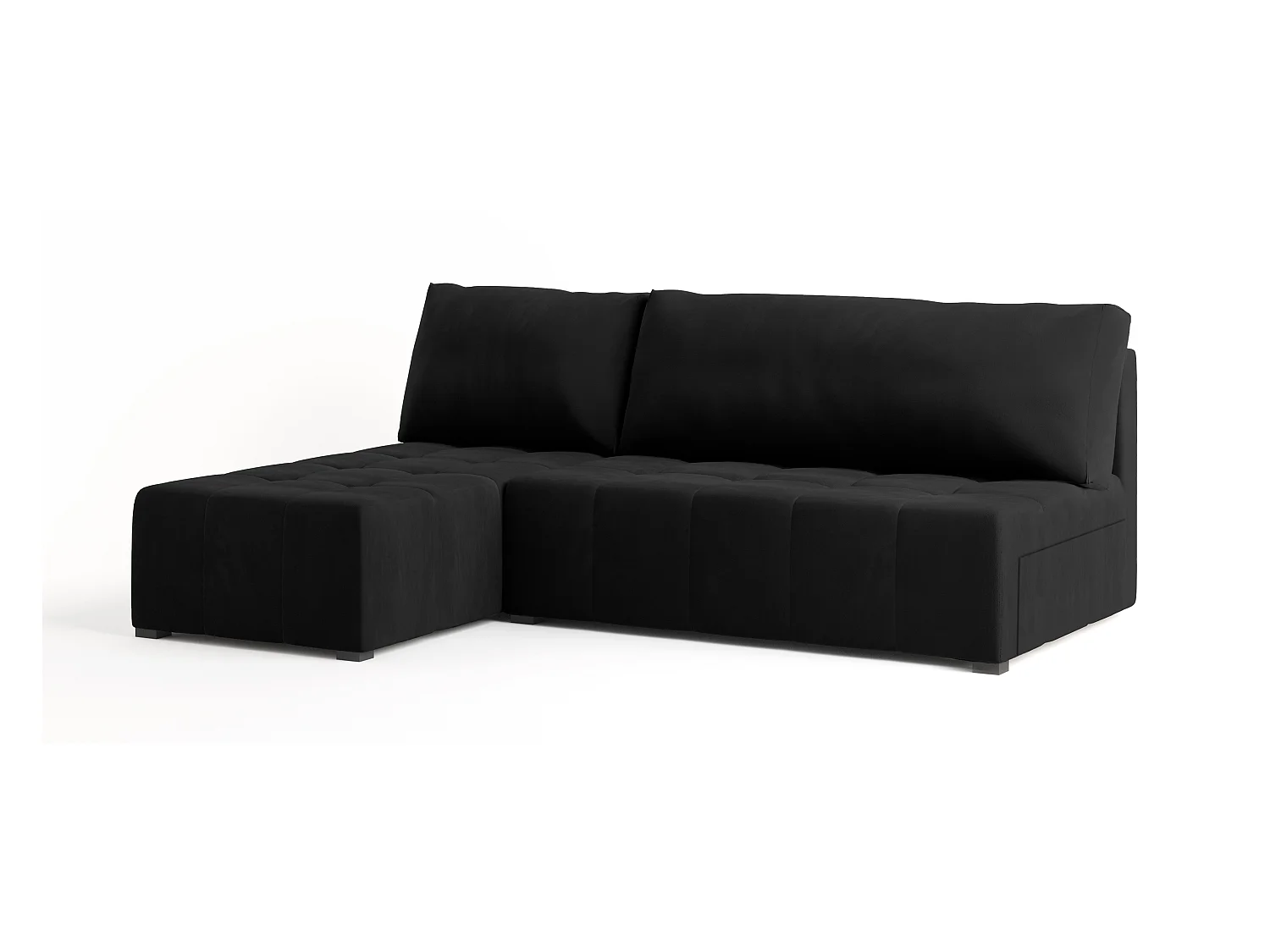 Canapé d'angle DOMIRA Noir en peluche avec fonction de couchage