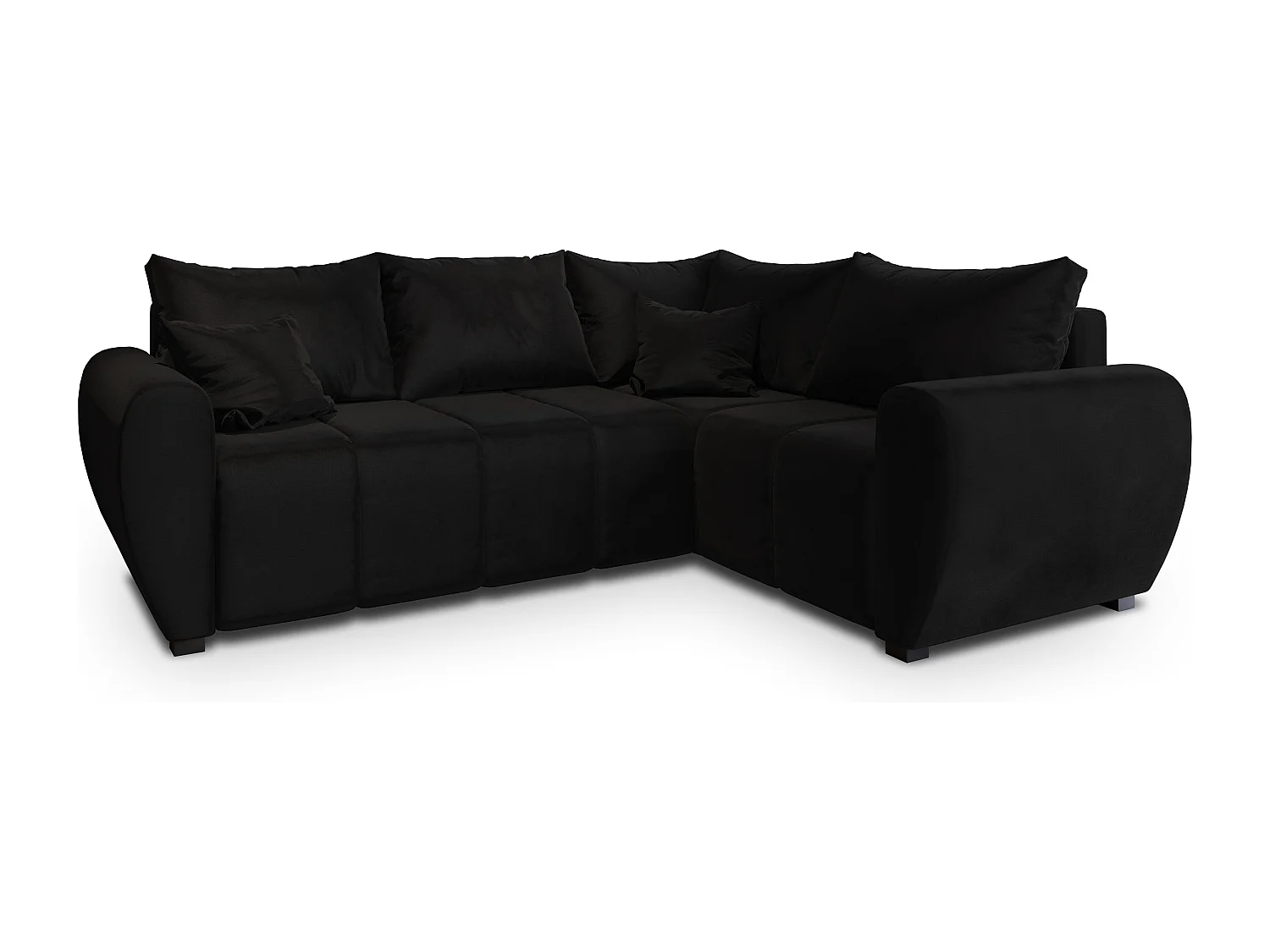 Canapé d'angle MADISON Noir en peluche avec fonction de couchage
