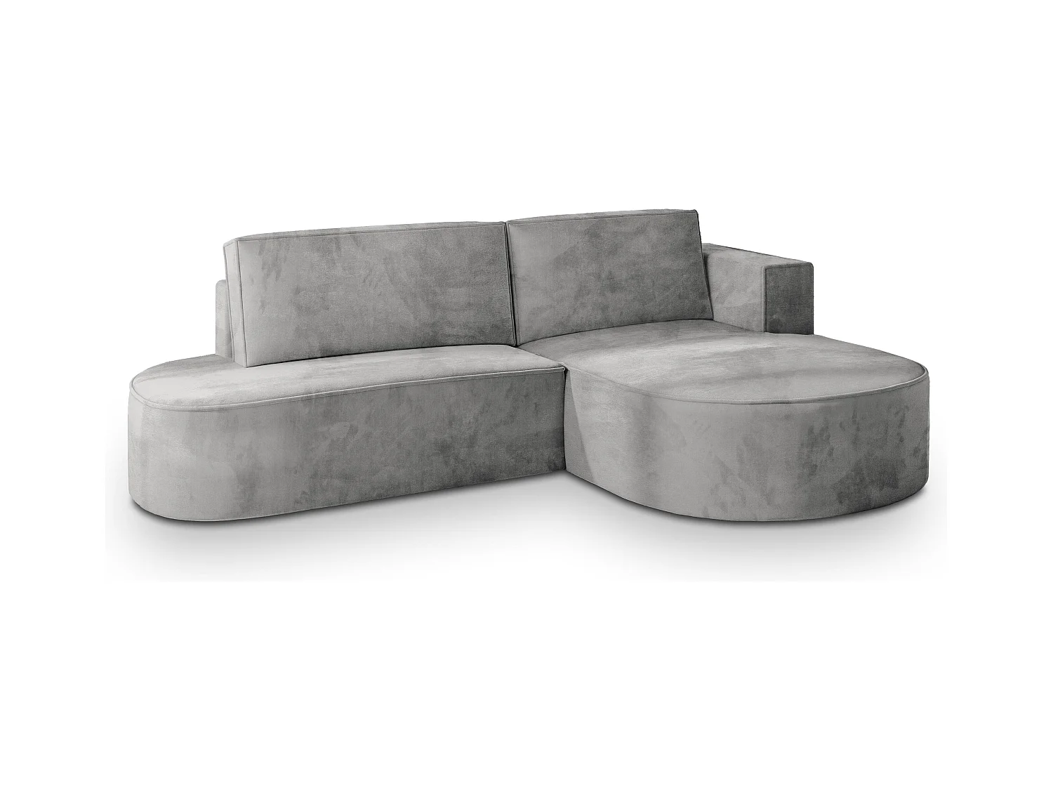 Canapé d'angle CORTIO Gris clair en velours avec fonction de couchage