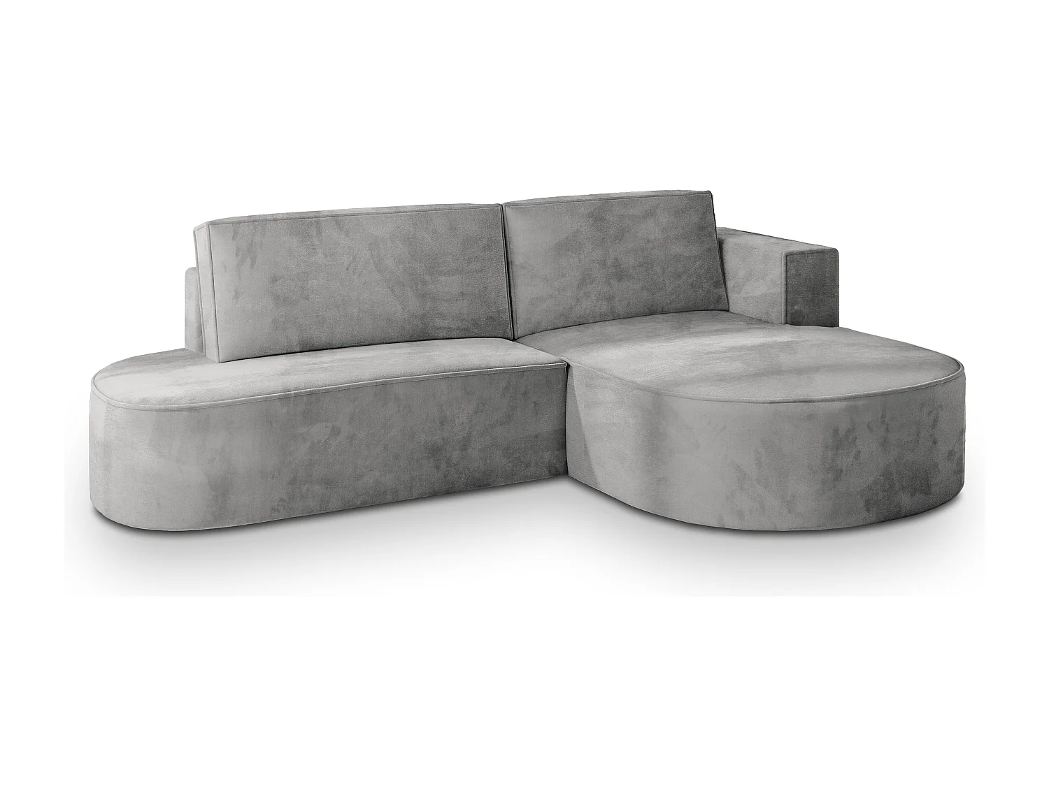 Canapé d'angle CORTIO Gris clair en velours avec fonction de couchage