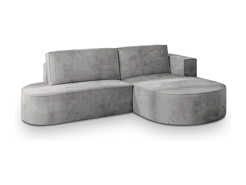Canapé d'angle CORTIO Gris clair en velours avec fonction de couchage