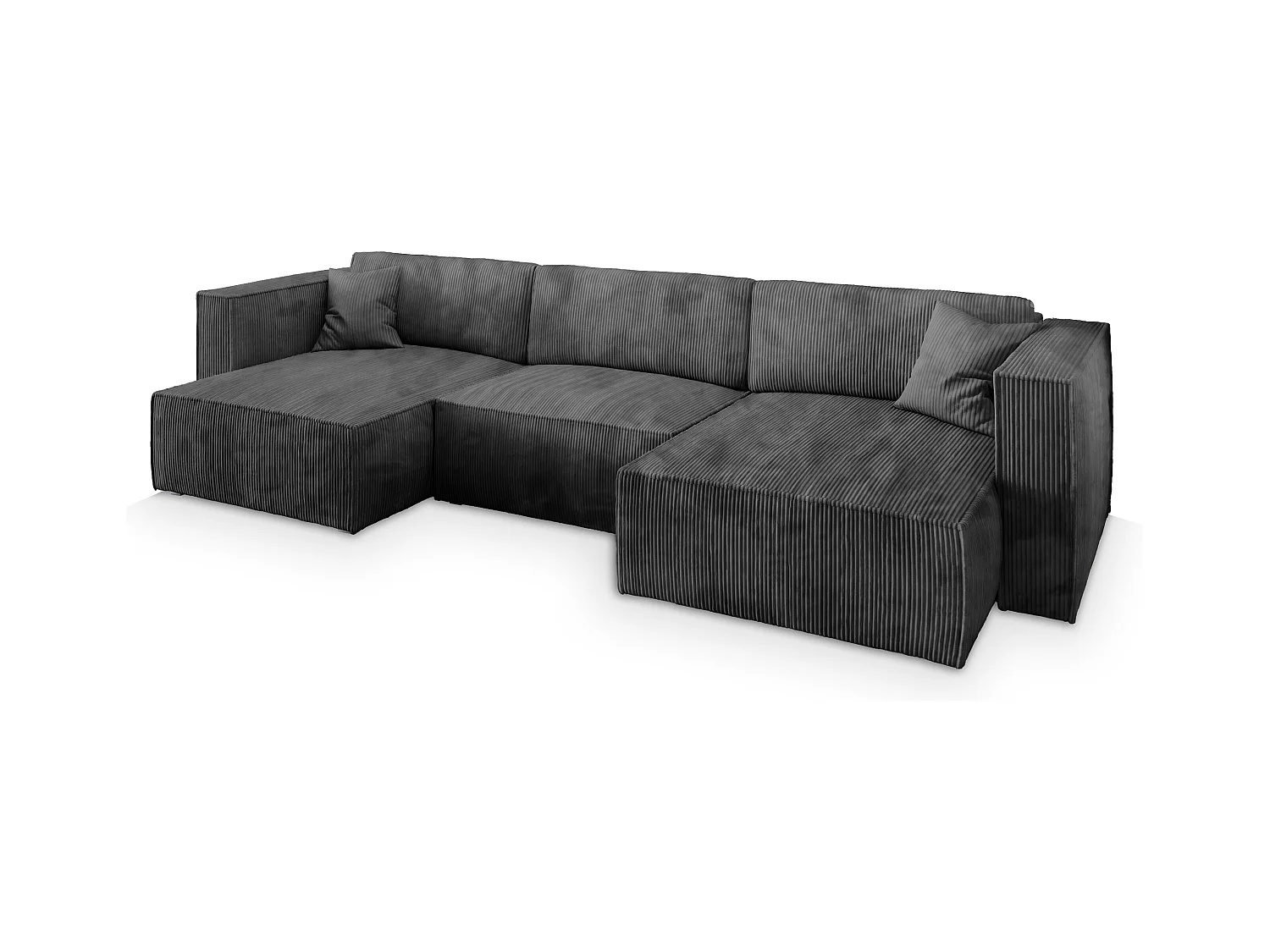 Canapé d'angle SARMO Gris anthracite en velours côtelé avec fonction de couchage