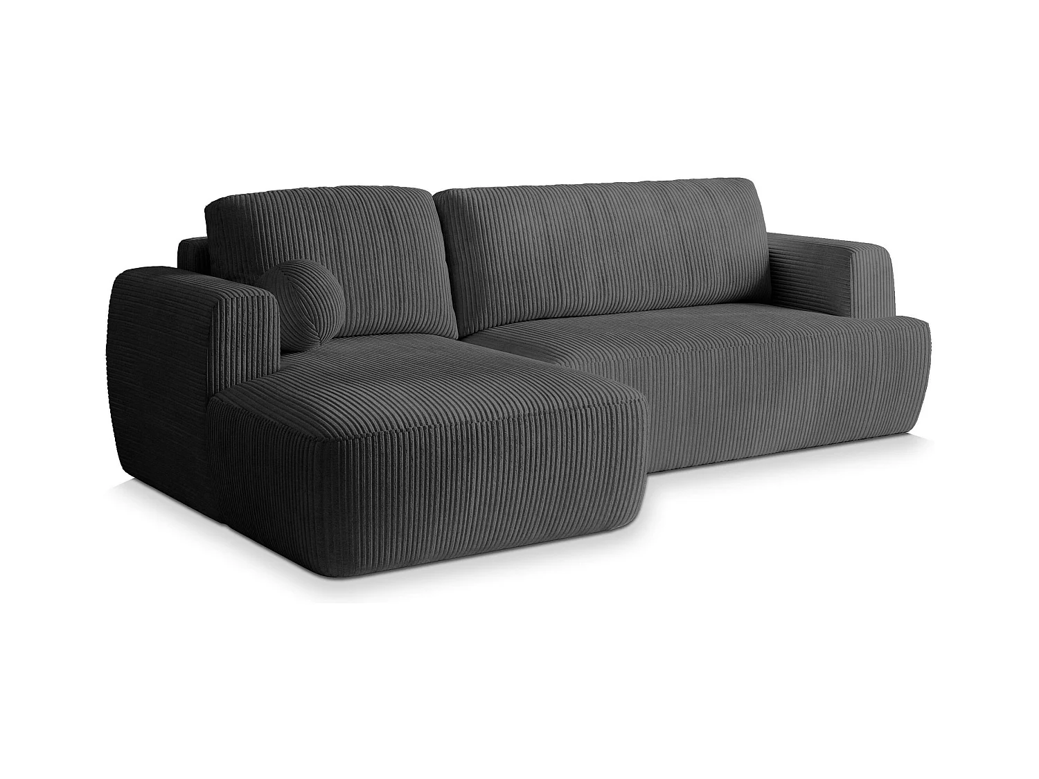 Canapé d'angle SENTI Gris anthracite en velours côtelé avec fonction de couchage