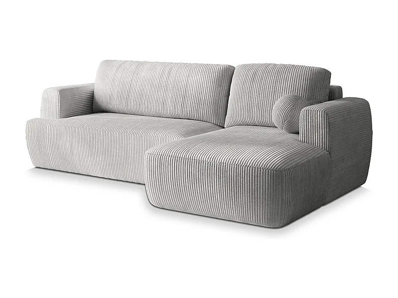 Canapé d'angle SENTI Gris clair en velours côtelé avec fonction de couchage