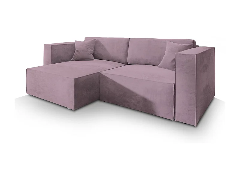 Canapé d'angle NERIO Parme en velours avec fonction de couchage