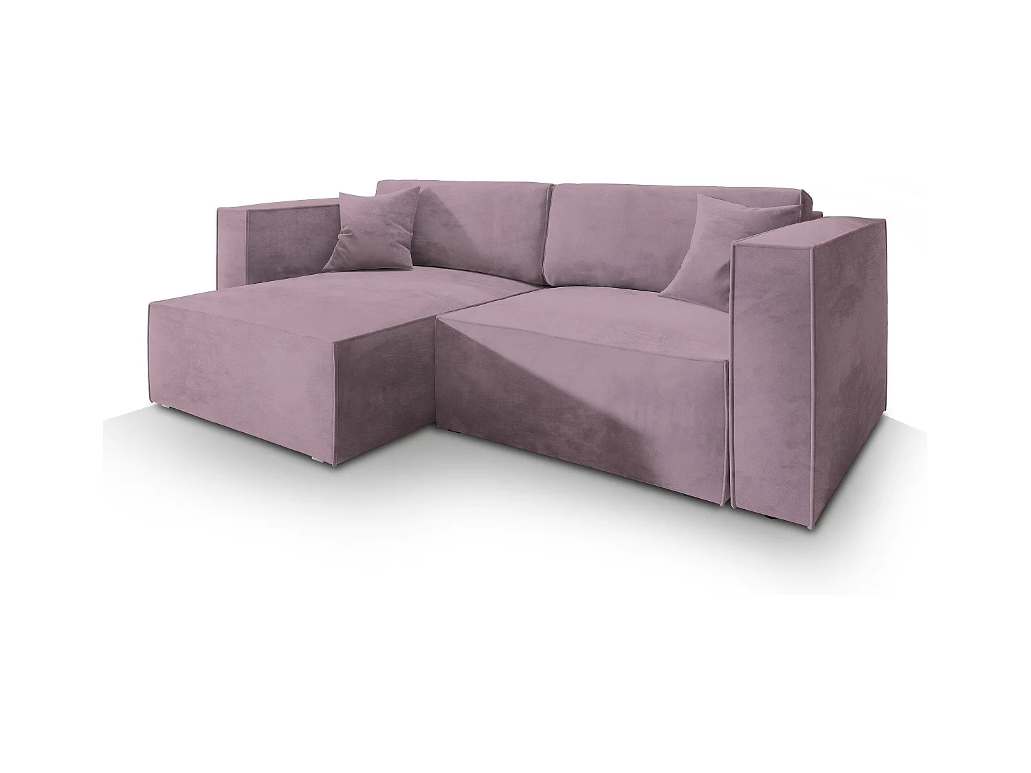 Canapé d'angle NERIO Parme en velours avec fonction de couchage