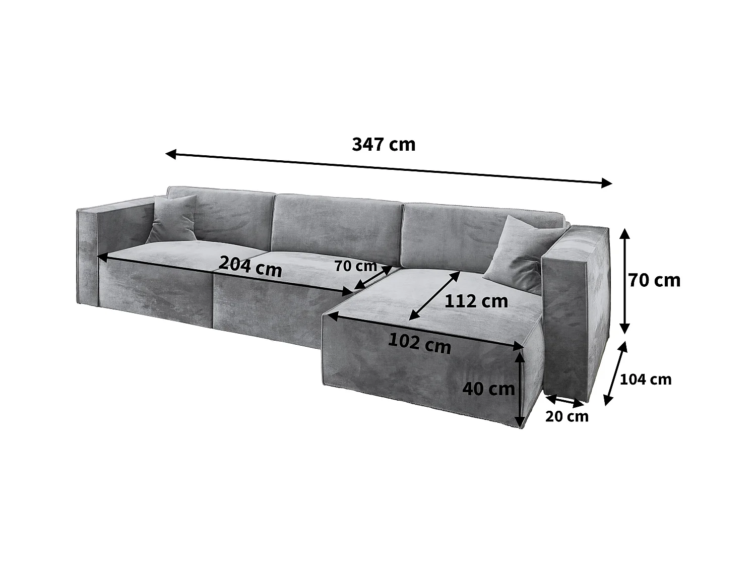 Canapé d'angle TOLMO Marron en velours avec fonction de couchage
