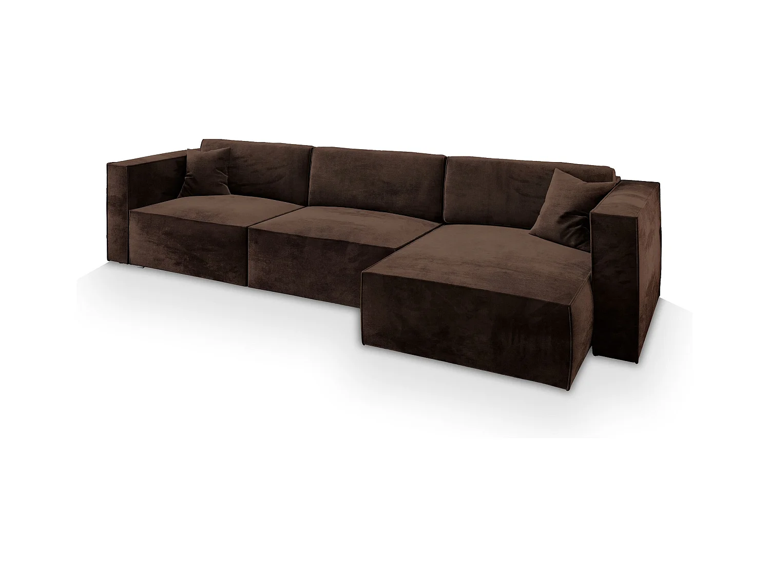 Canapé d'angle TOLMO Marron en velours avec fonction de couchage