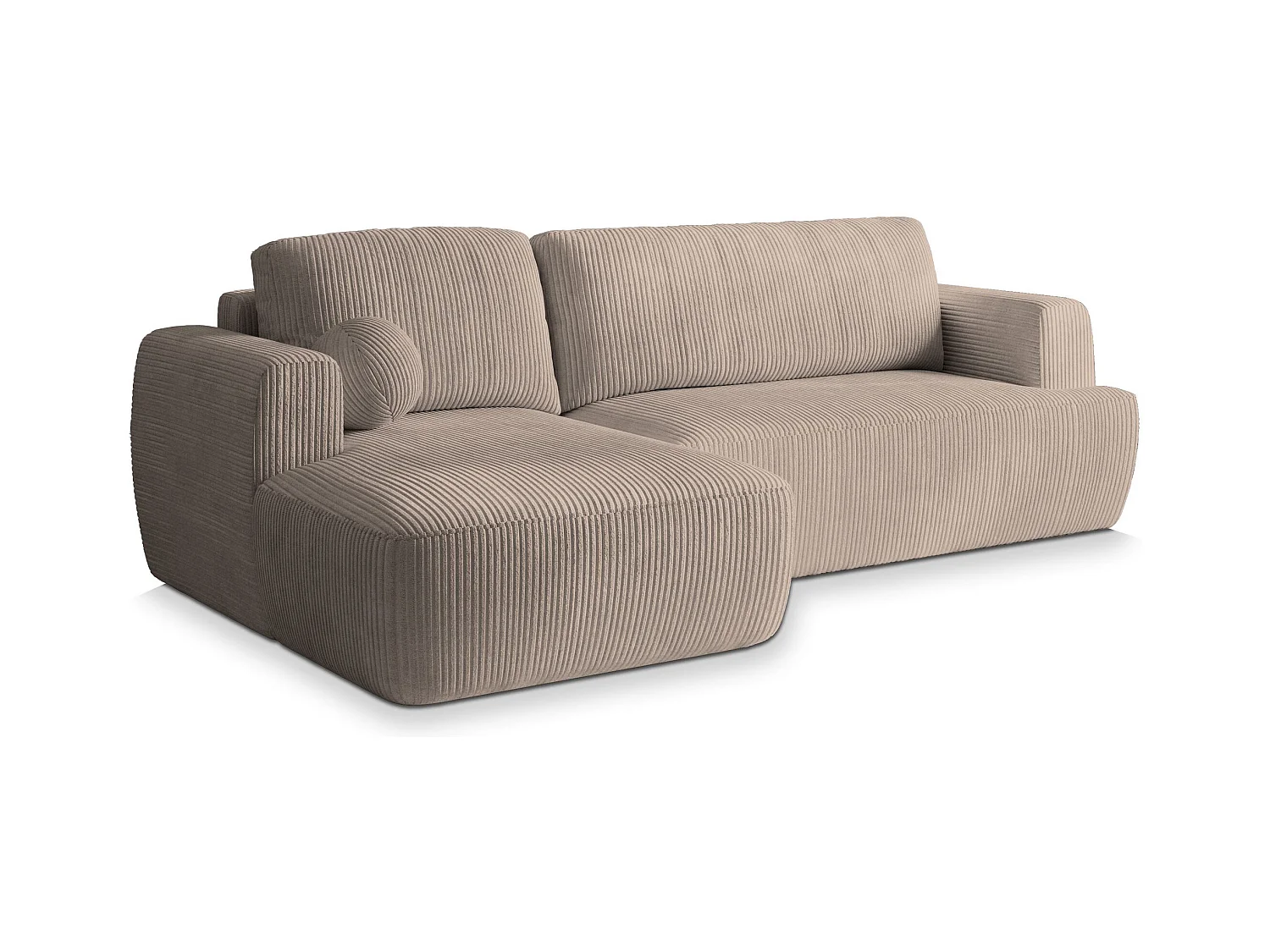 Canapé d'angle SENTI Beige en velours côtelé avec fonction de couchage