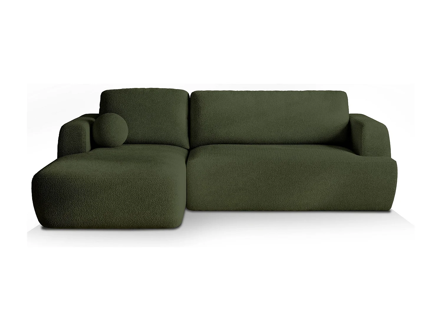 Canapé d'angle SENTI Vert en bouclé avec fonction de couchage