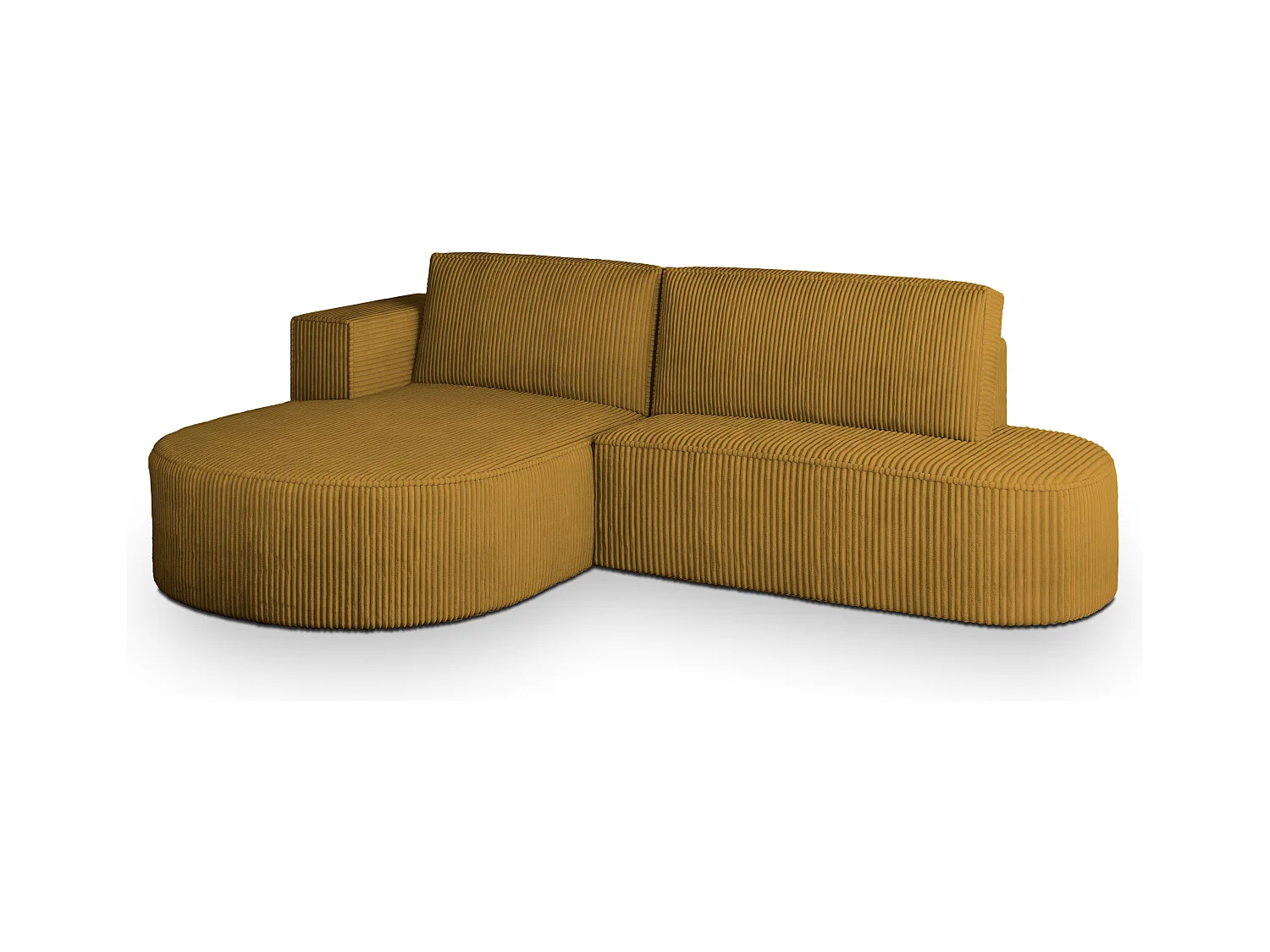 Canapé d'angle CORTIO Jaune en velours côtelé avec fonction de couchage