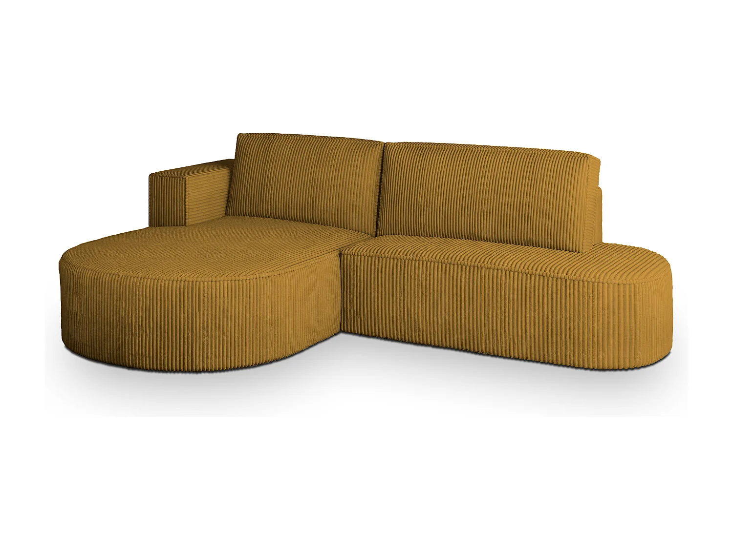 Canapé d'angle CORTIO Jaune en velours côtelé avec fonction de couchage