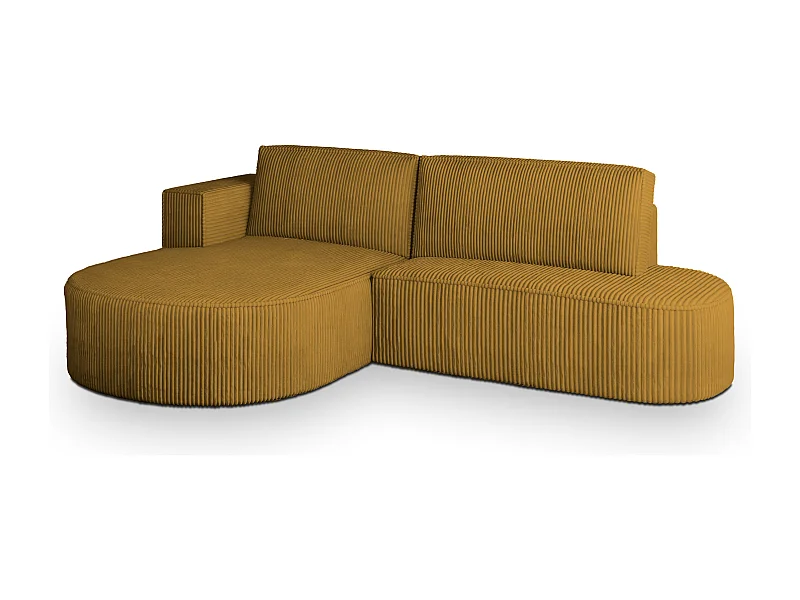 Canapé d'angle CORTIO Jaune en velours côtelé avec fonction de couchage