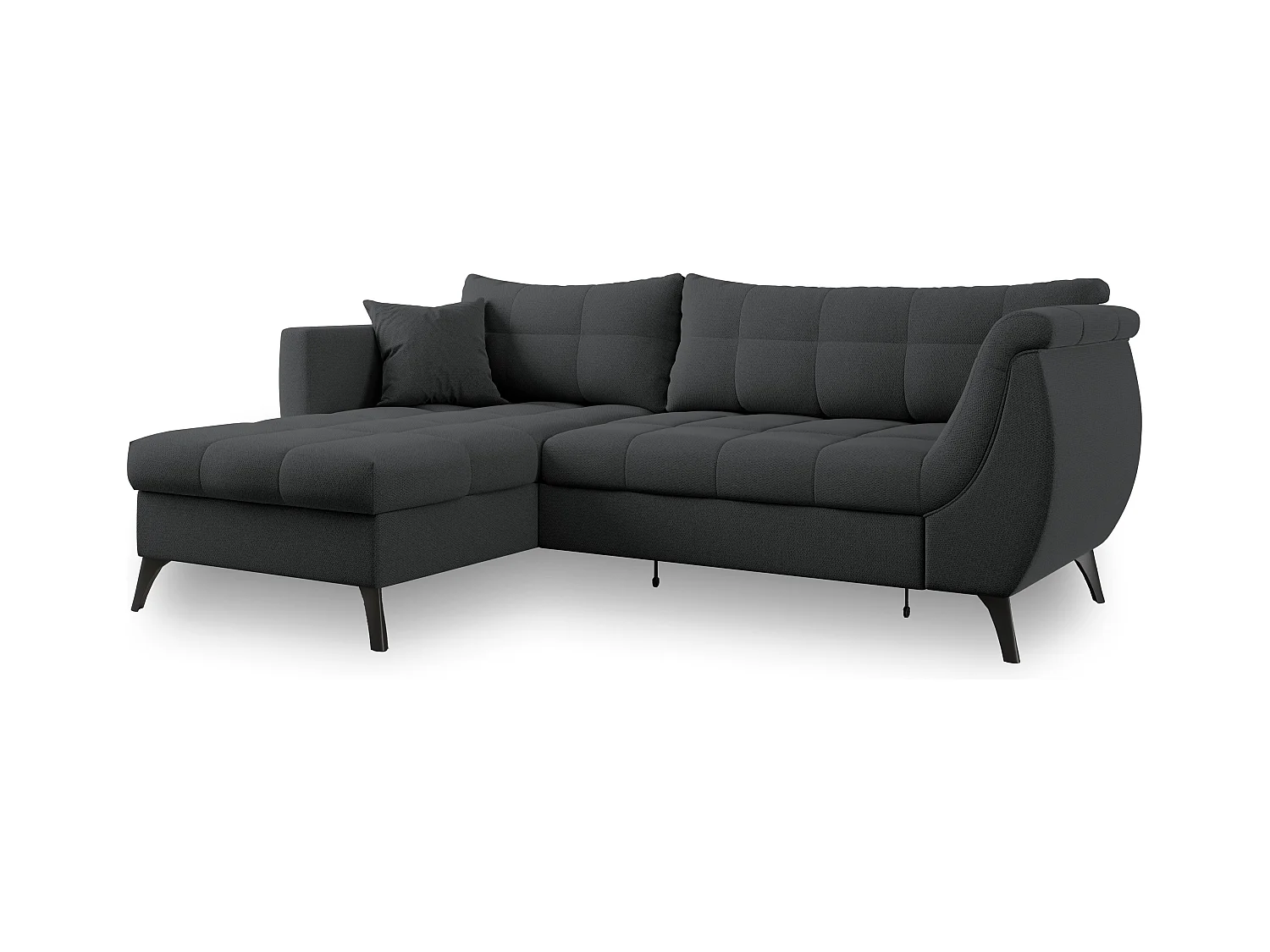 Canapé d'angle MOLLIS Gris anthracite en tissu texturé avec fonction de couchage