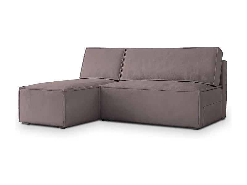 Canapé d'angle BRISO Parme en velours avec fonction de couchage