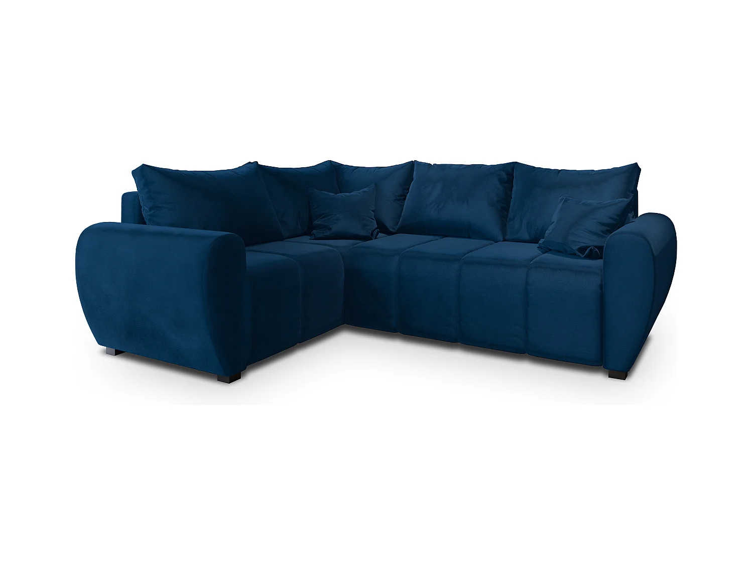 Canapé d'angle MADISON Bleu en peluche avec fonction de couchage