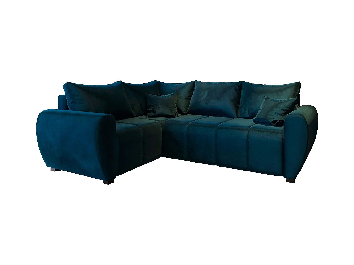 Canapé d'angle MADISON Bleu en peluche avec fonction de couchage