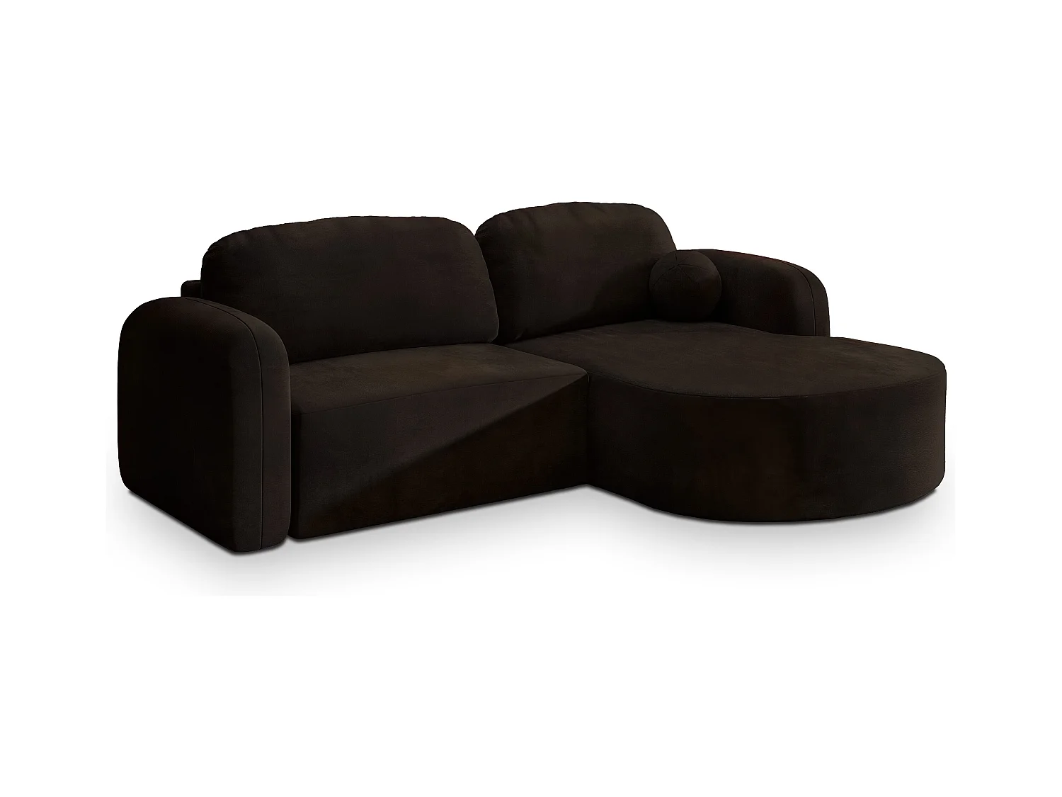 Canapé d'angle AMILIA Marron en velours avec fonction de couchage