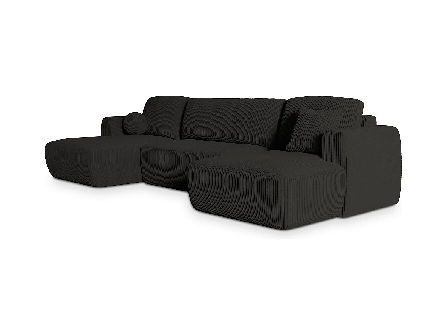 Canapé d'angle SENTUM Noir en velours côtelé avec fonction de couchage