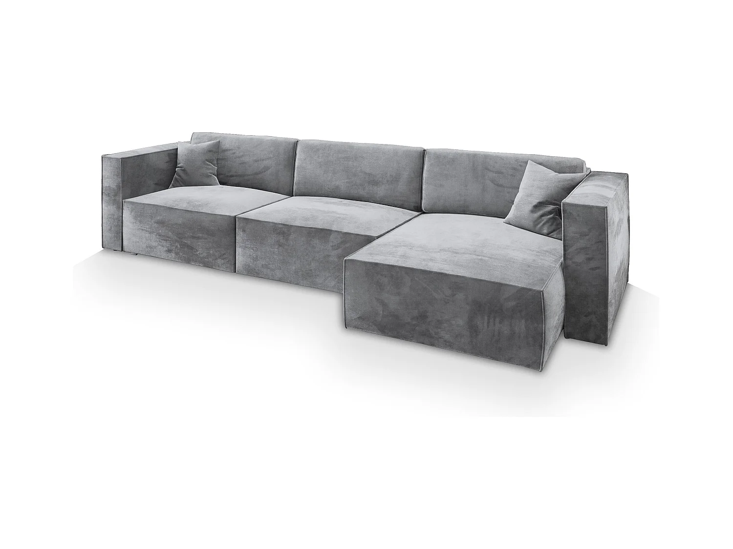 Canapé d'angle TOLMO Gris clair en velours avec fonction de couchage