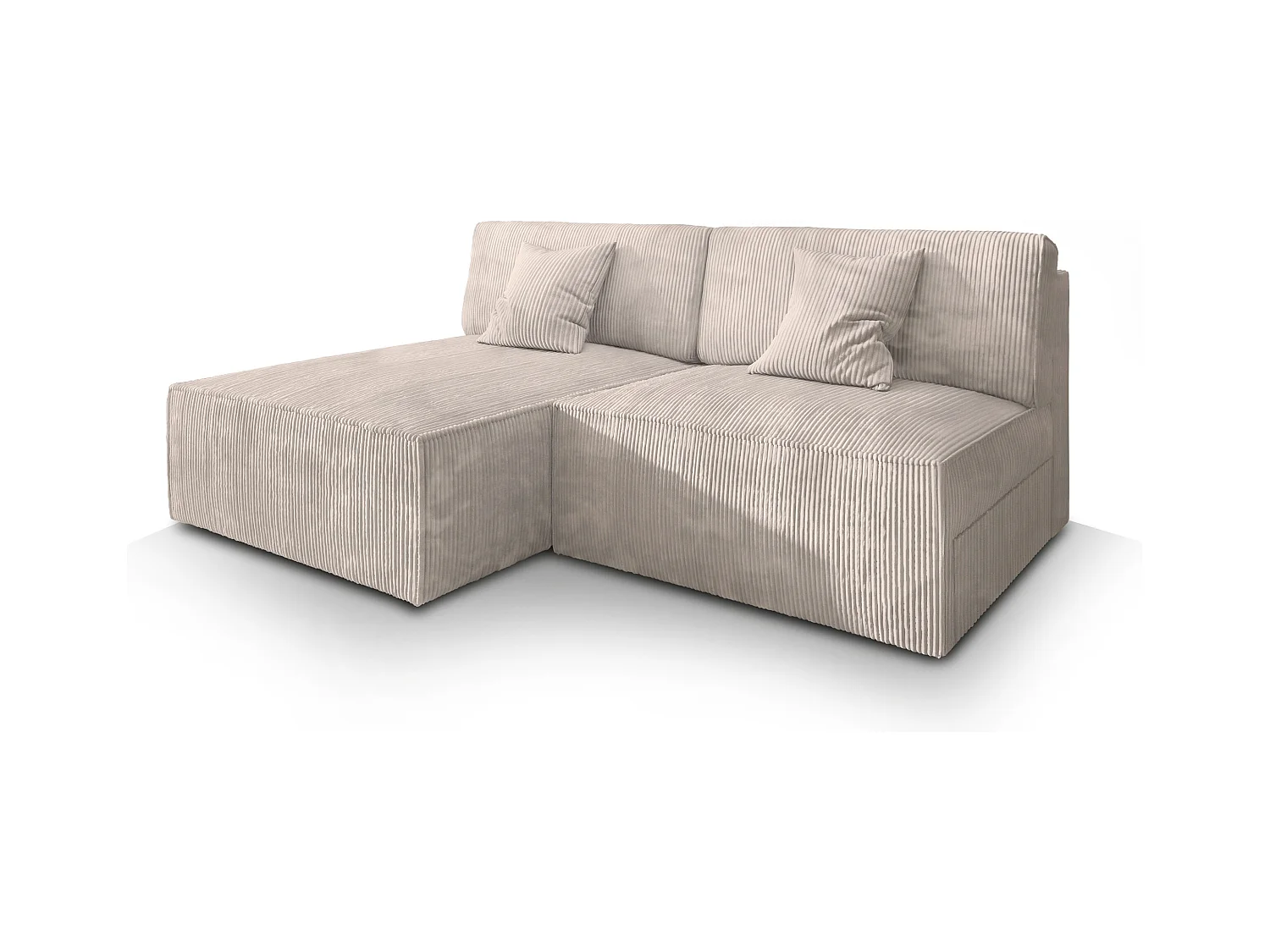 Canapé d'angle FIORO Crème en velours côtelé avec fonction de couchage