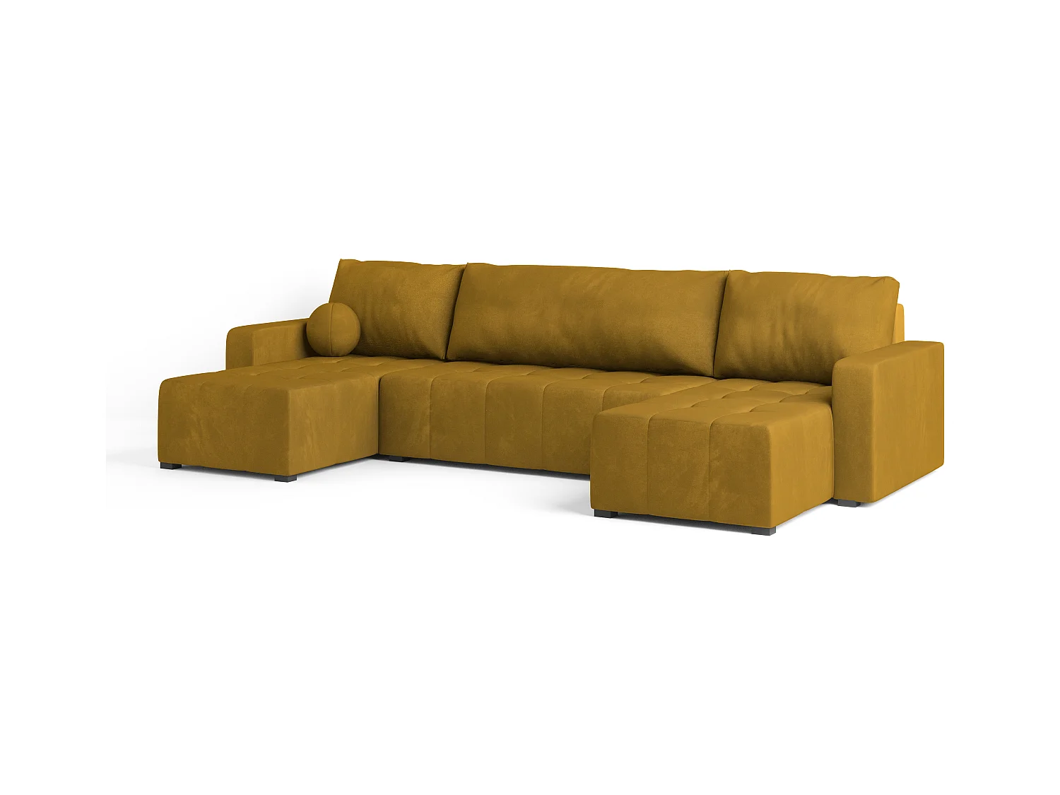 Canapé d'angle TOLARI Jaune en peluche avec fonction de couchage