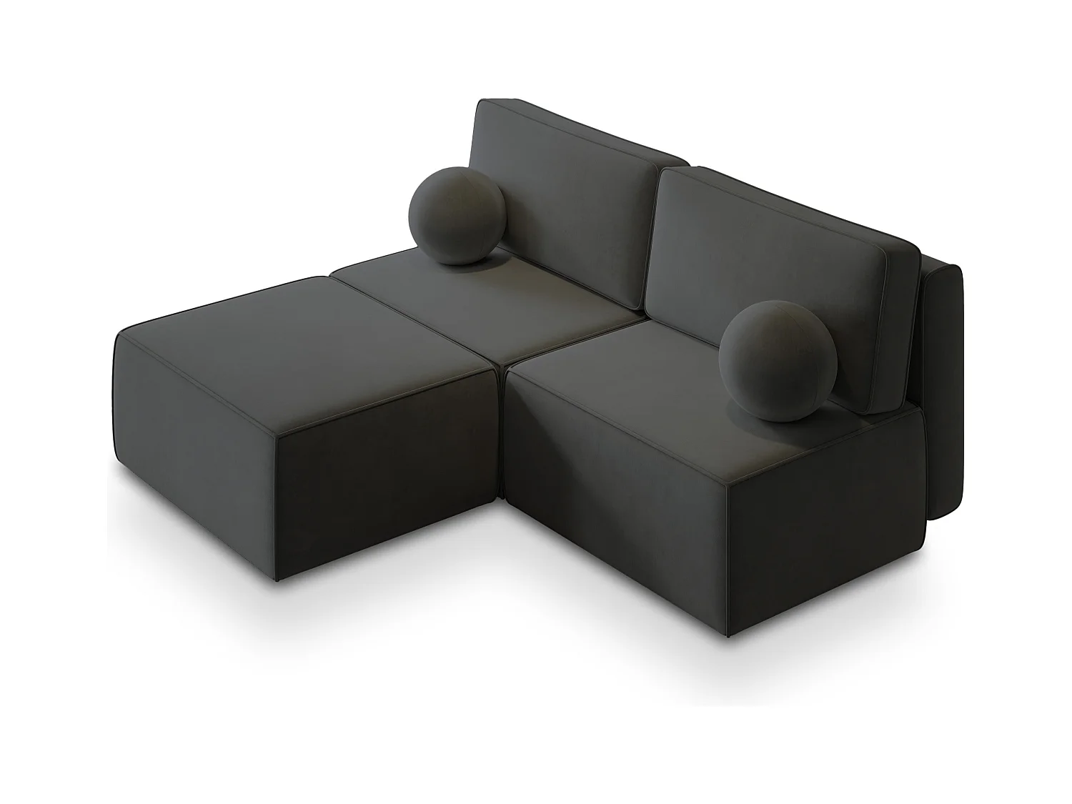 Canapé d'angle VARNA Noir en velours avec fonction de couchage