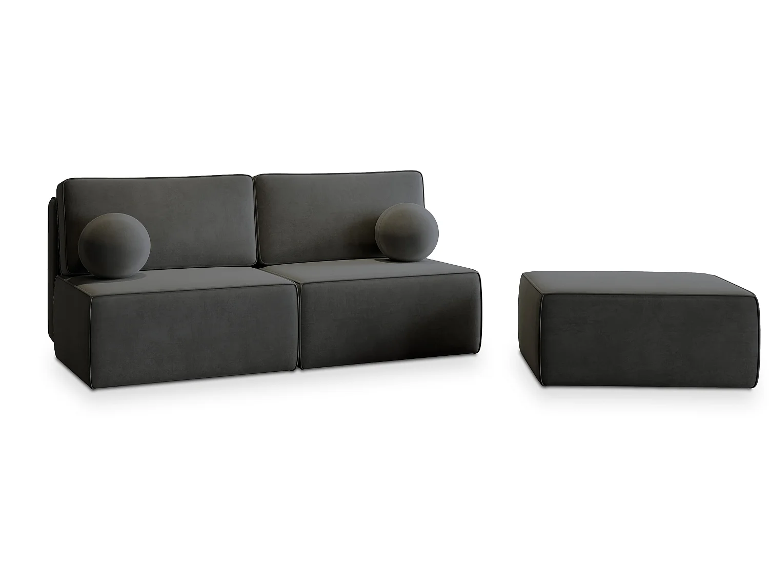 Canapé d'angle VARNA, avec fonction de couchage, velours Noir