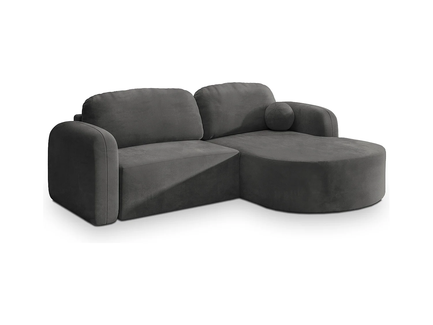 Canapé d'angle AMILIA Gris en velours avec fonction de couchage
