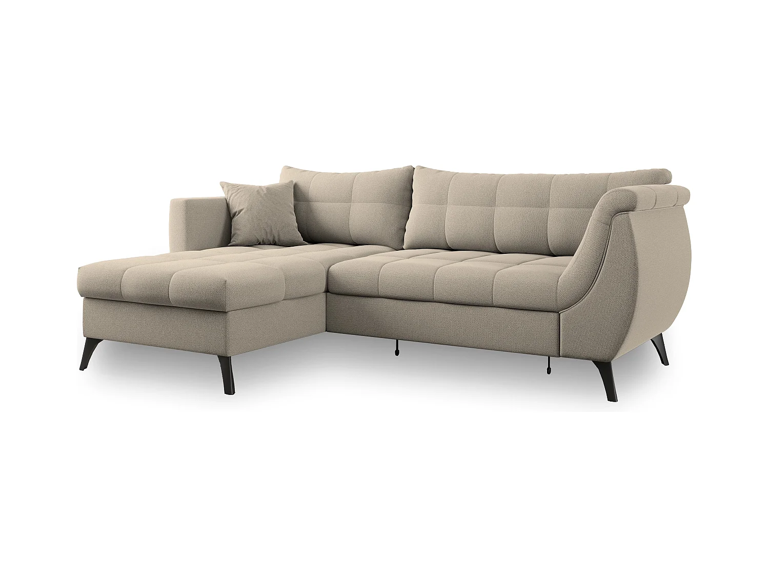 Canapé d'angle MOLLIS Beige en tissu texturé avec fonction de couchage