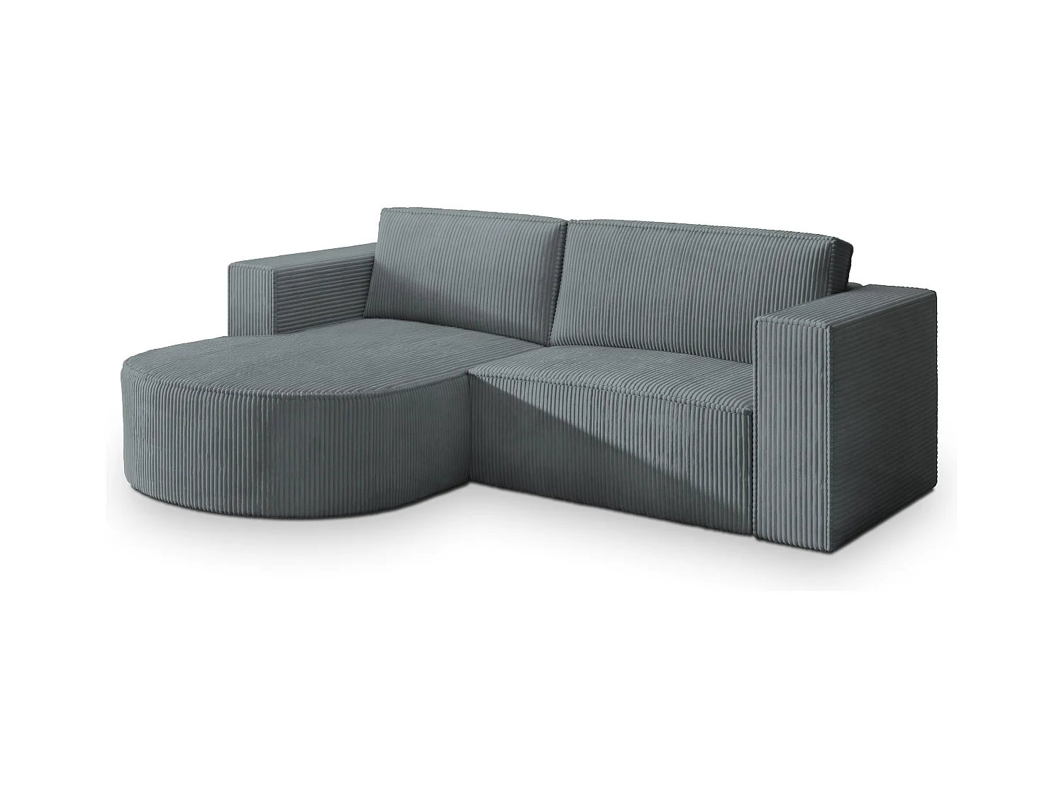 Canapé d'angle SORELA Gris en velours côtelé avec fonction de couchage