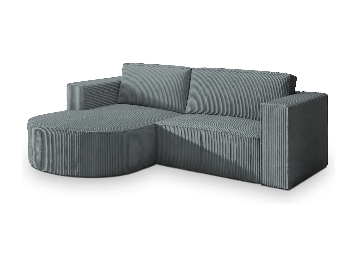 Canapé d'angle SORELA Gris en velours côtelé avec fonction de couchage