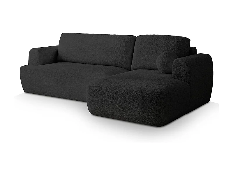Canapé d'angle SENTI Noir en bouclé avec fonction de couchage