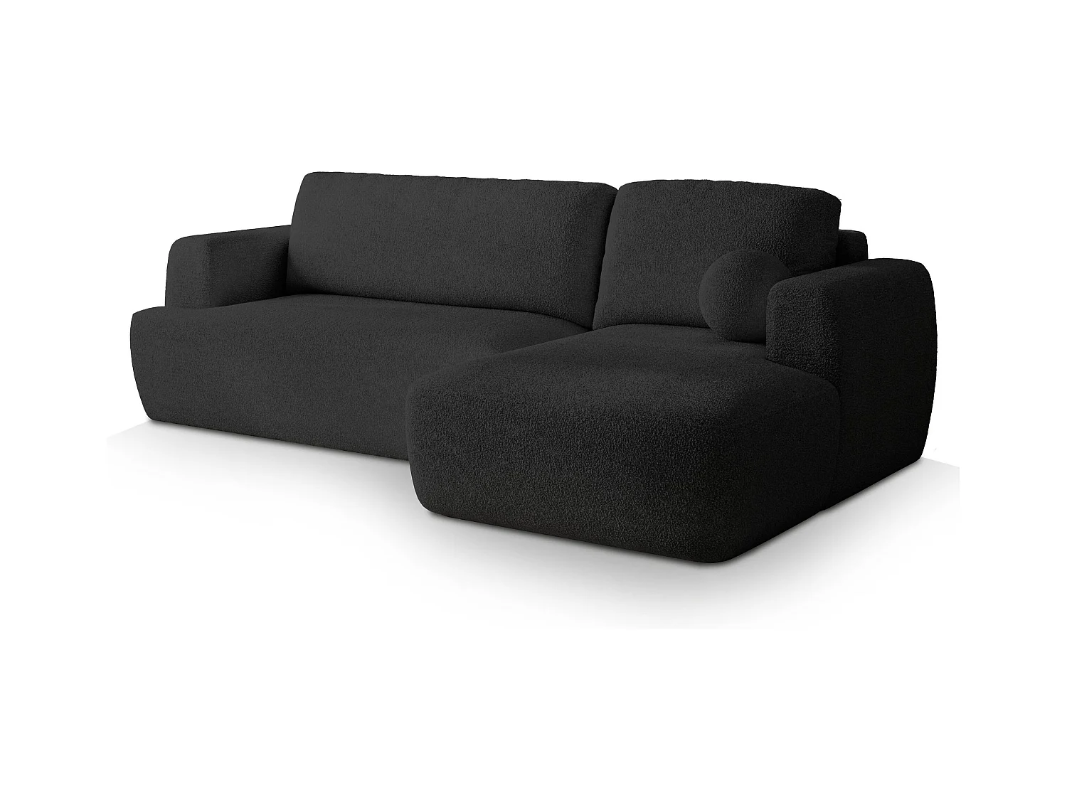 Canapé d'angle SENTI Noir en bouclé avec fonction de couchage