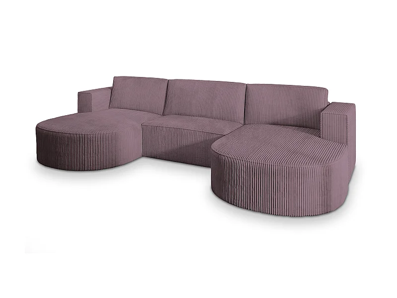 Canapé d'angle VEZZO Parme en velours côtelé avec fonction de couchage