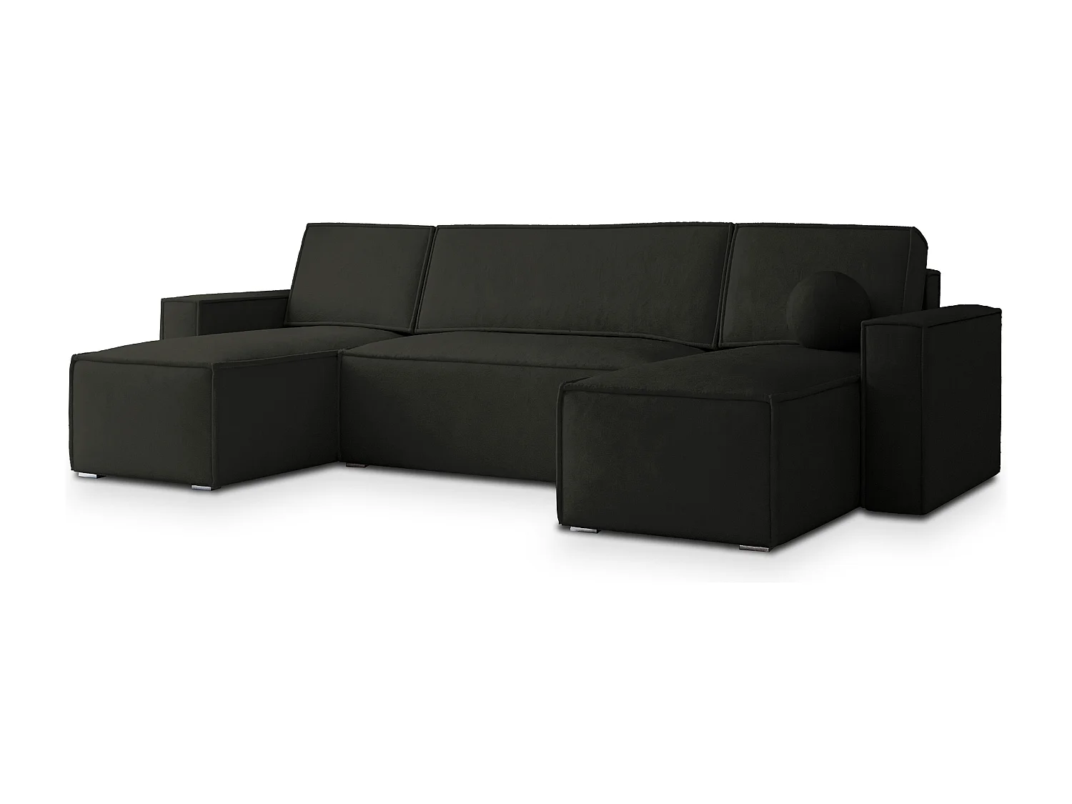 Canapé d'angle PESANO Noir en velours avec fonction de couchage