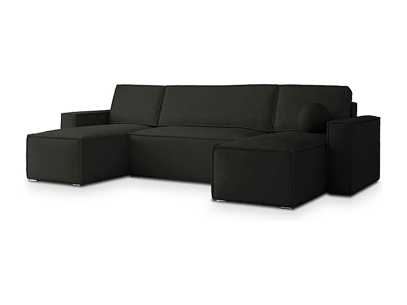 Canapé d'angle PESANO Noir en velours avec fonction de couchage