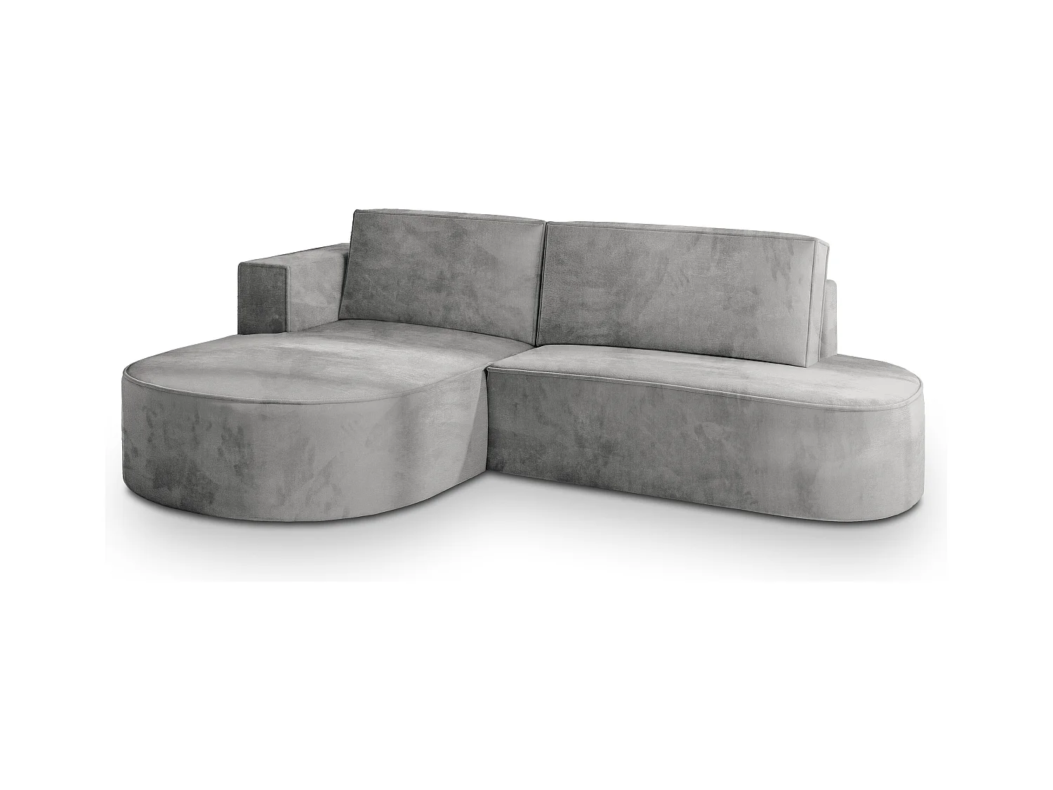 Canapé d'angle CORTIO Gris clair en velours avec fonction de couchage