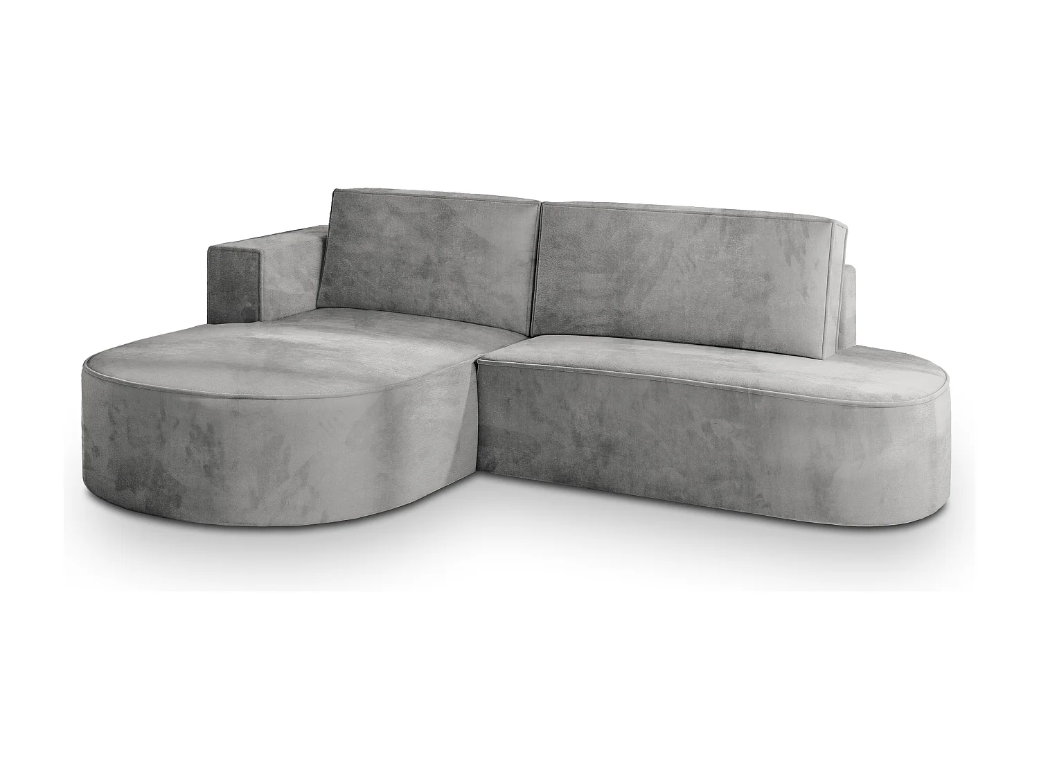 Canapé d'angle CORTIO Gris clair en velours avec fonction de couchage