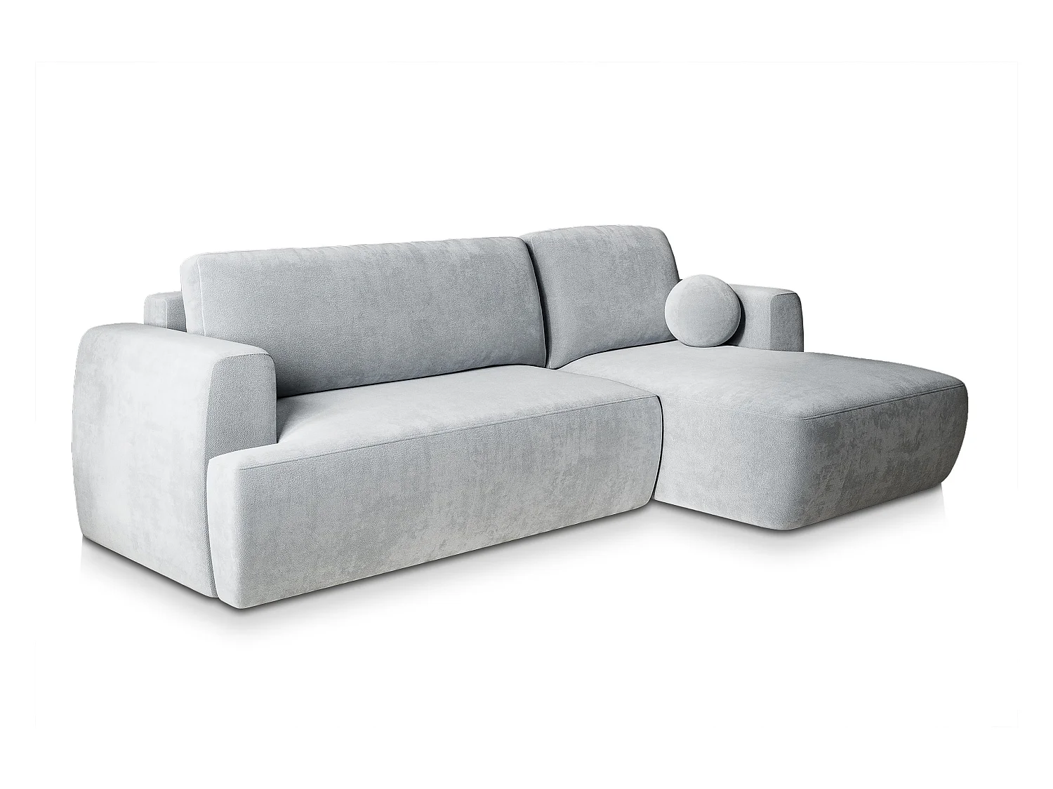 Canapé d'angle SENTI Gris clair en peluche avec fonction de couchage