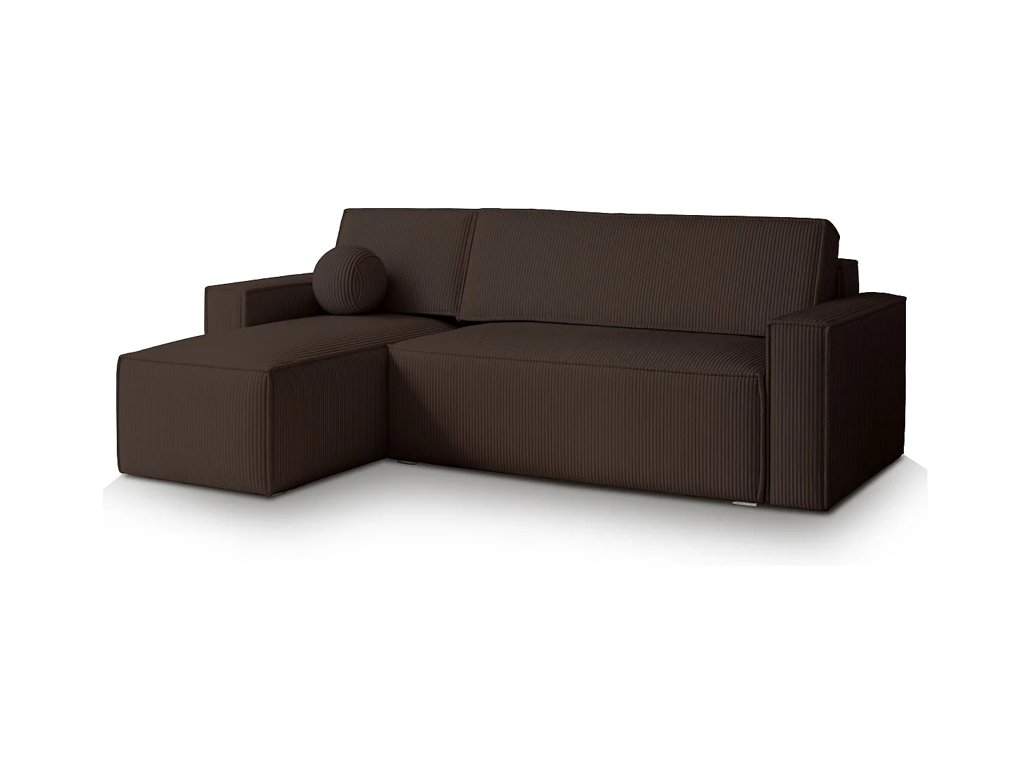 Canapé d'angle RAVELO Marron en velours côtelé avec fonction de couchage